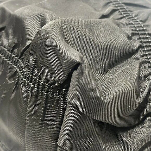 PRADA Gathered Bag - Black Nylon Leather Tote Bag 431-052125 - Picture 5 of 10